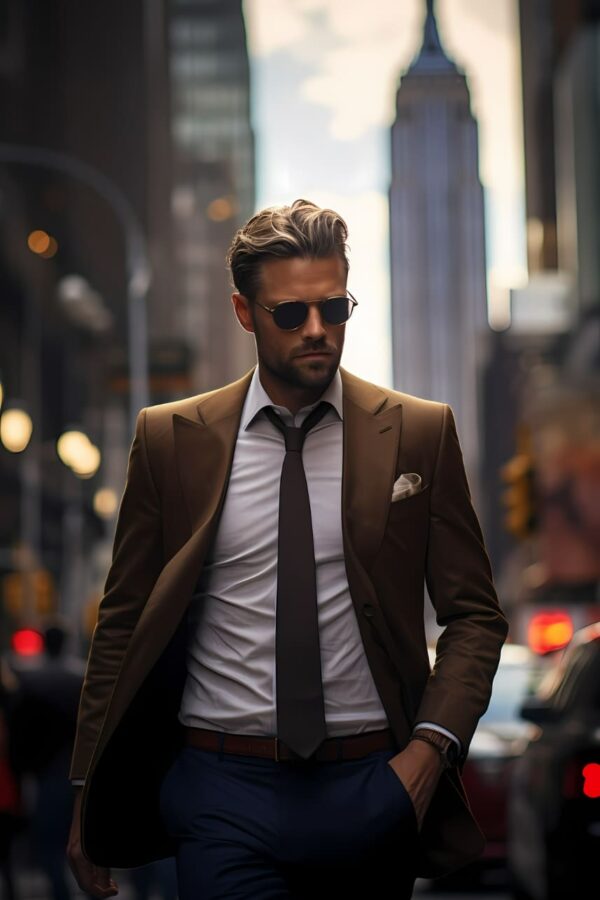 mezczyzna przed empire state building